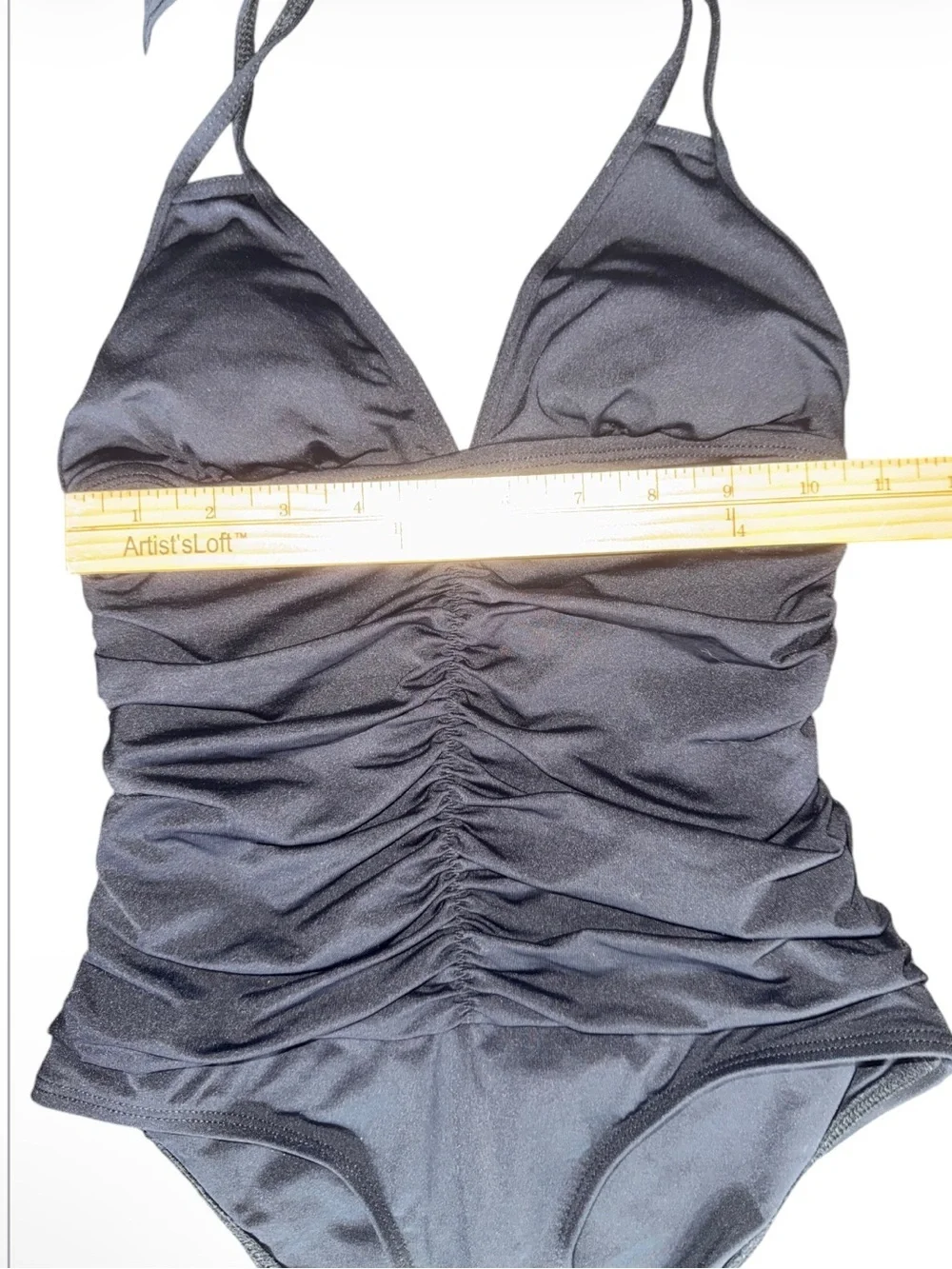 L*Space Black Ruched Halter One Piece Swimsuit Size 4 Made in USA